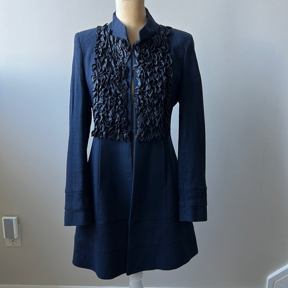 Princess Diana Michelle Negri Vintage Coat in Navy Blue, Crepe, Size 8.